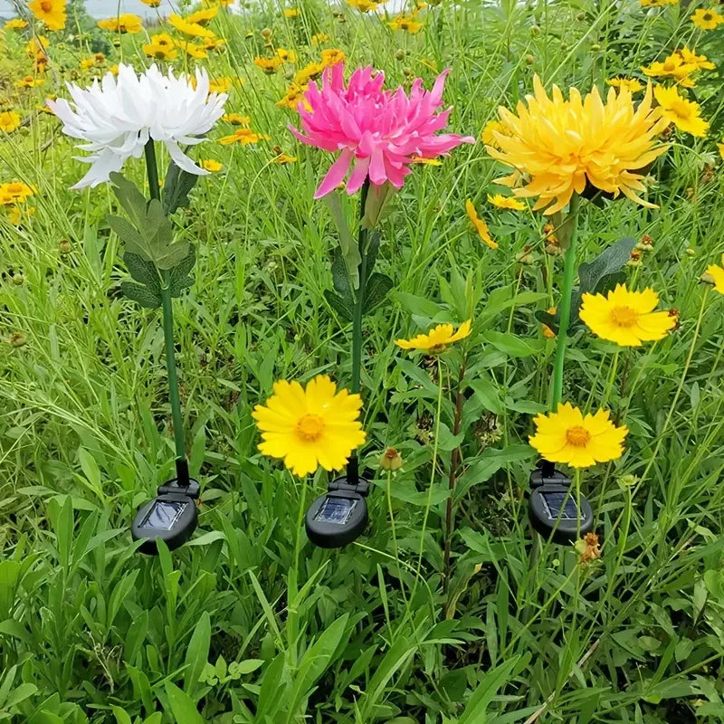 Solar Garden Lamp Solar Flowers Lights Solar Powered Chrysanthemum LED Lawn Light Outdoor Garden Decor Perfect for Yard Fence Peaceful Pleasures Health and Wellness