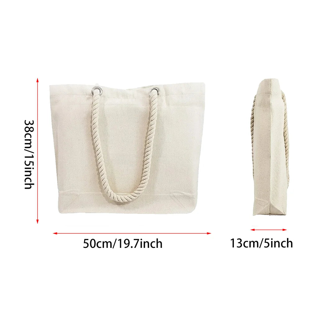 Personalized Canvas Tote Bag | Custom Text, Logo & Rope Handles