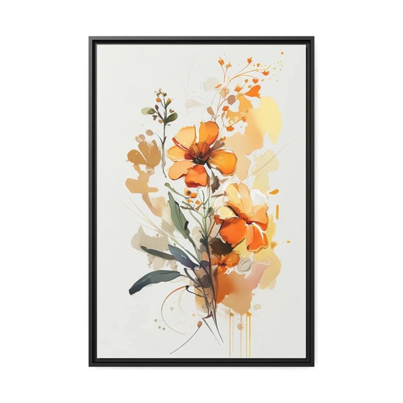 Colorful Flowers Watercolor Canvas Wall Art Print | Unframed
