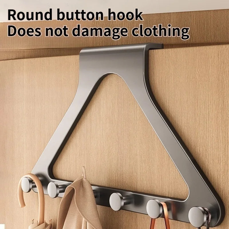 Metal Over The Door Hooks 6-Hook Cabinet Organizer | No Drill