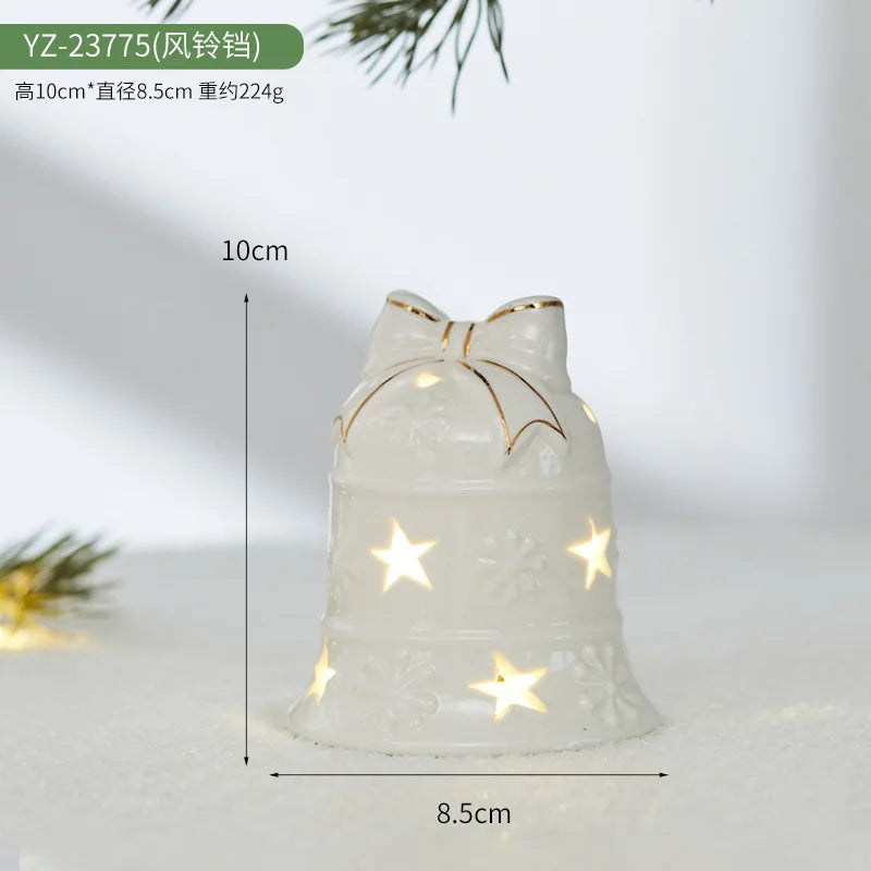 Ceramic Creative Ornaments Small Houses Christmas Decorations Christmas Glowing Snow Houses Home Furnishings INS Ornaments Decor Peaceful Pleasures Health and Wellness YZ-23775