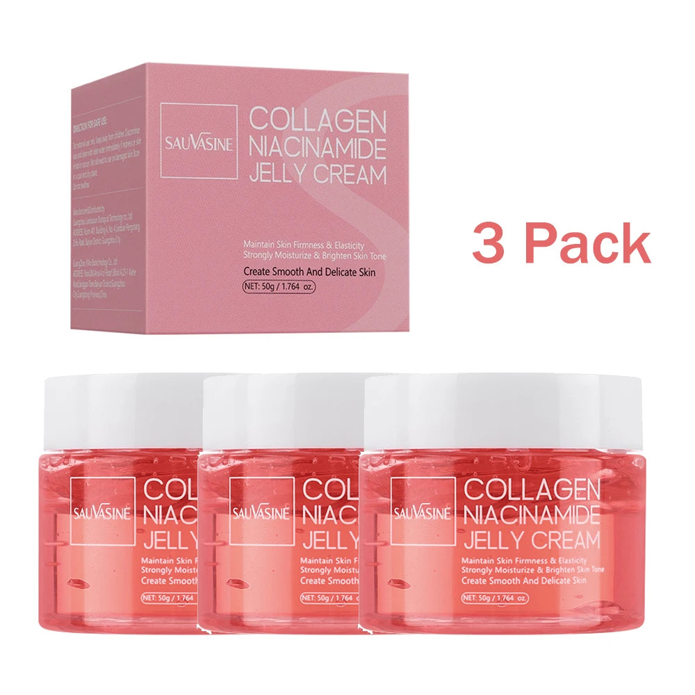 Collagen Face Moisturizer, Niacinamide & Hyaluronic Acid Cream, Hydrating Brightening Firming Day Night Gel Cream for Dull Skin Peaceful Pleasures Health and Wellness 3pcs