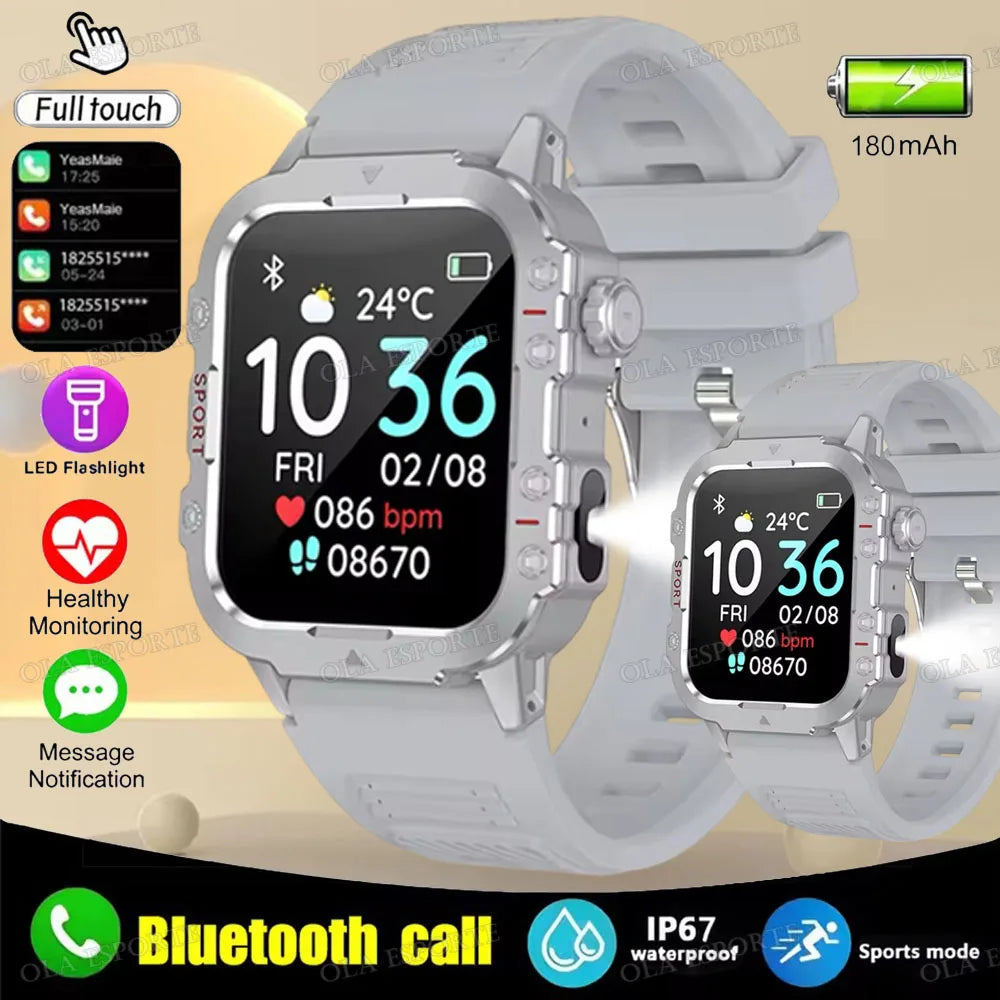 2024 New Military Smart Watch Men Waterproof Outdoor Sports Fitness Tracker Health Monitor 2.19" BT Call Smartwatch HT30 Peaceful Pleasures Health and Wellness 2Silver