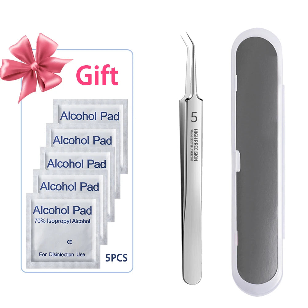 German Ultra-fine No. 5 Cell Pimples Blackhead Clip Tweezers Beauty Salon Special Facial Pore Cleaning Acne Wart Skin Care Tools Peaceful Pleasures Health and Wellness Oblique with box