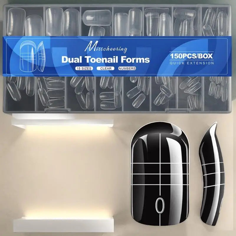 150PCS/Box Toenails Foot Armor Mold15 Size Polyethylene Gel Toenails Extension Reusable Full Cover Mold For Acrylic Toenails Peaceful Pleasures Health and Wellness