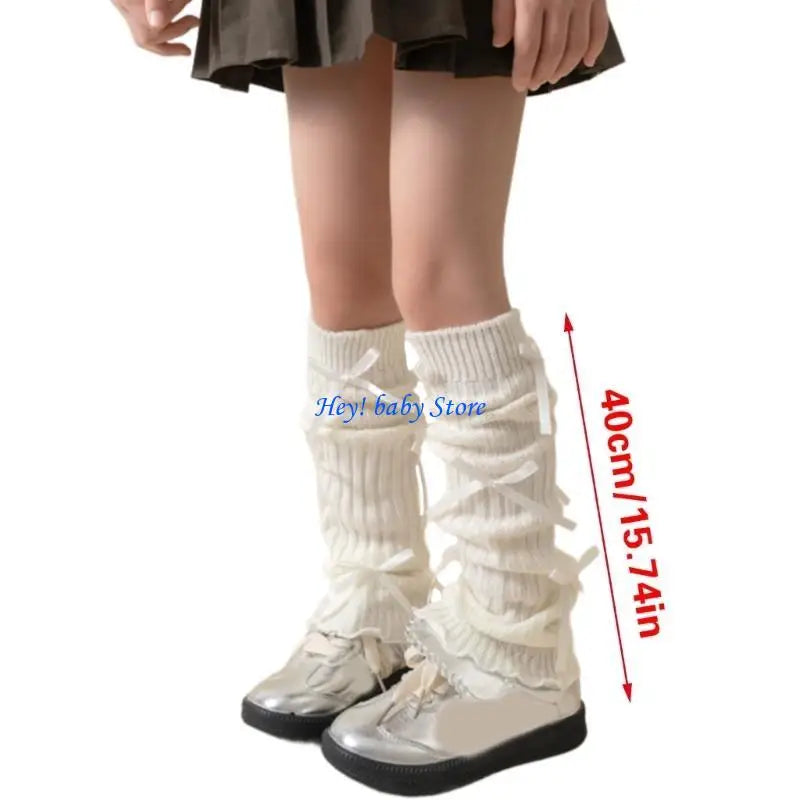 Girls 3D Bowknot Knitted Leg Warmers – Ballet Sweet Socks