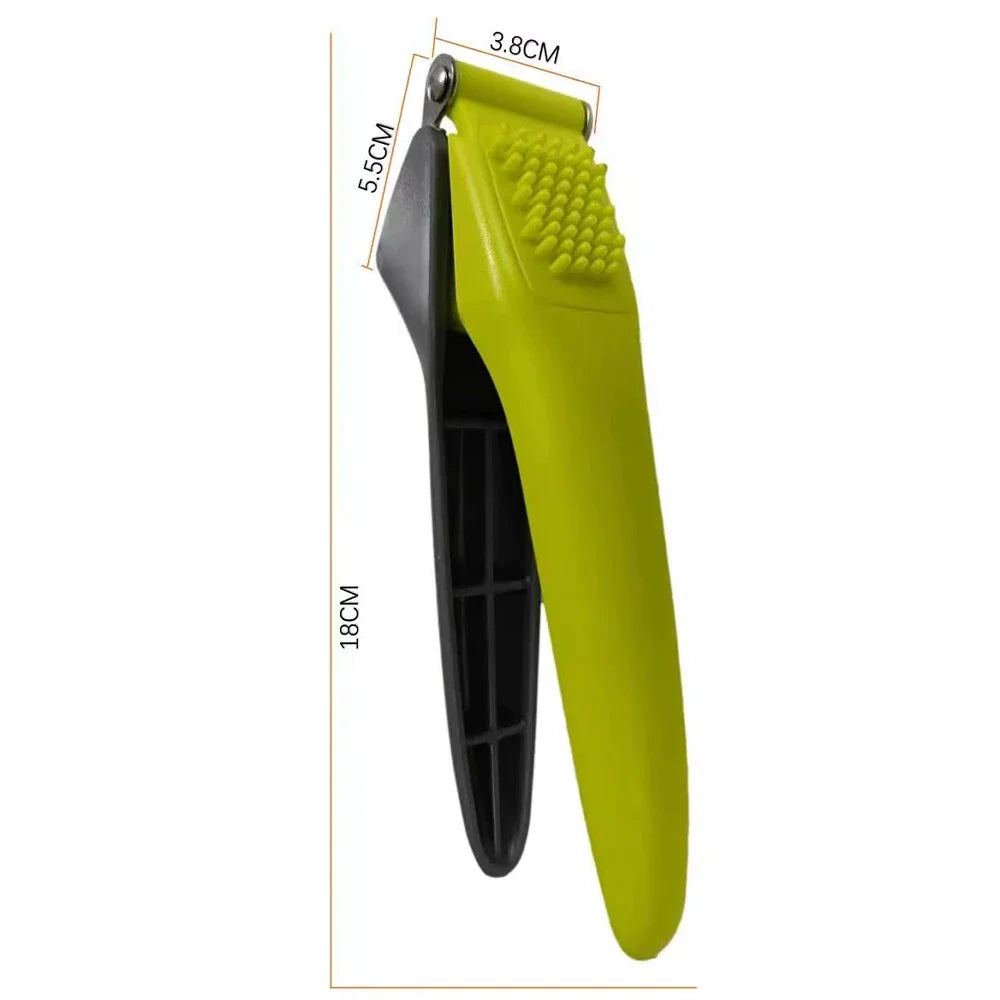 New Manual Stainless Steel Garlic Press Labor with Plastic Handle Saving Design Durable Garlic Puree Garlic Press Kitchen Gadget Peaceful Pleasures Health and Wellness