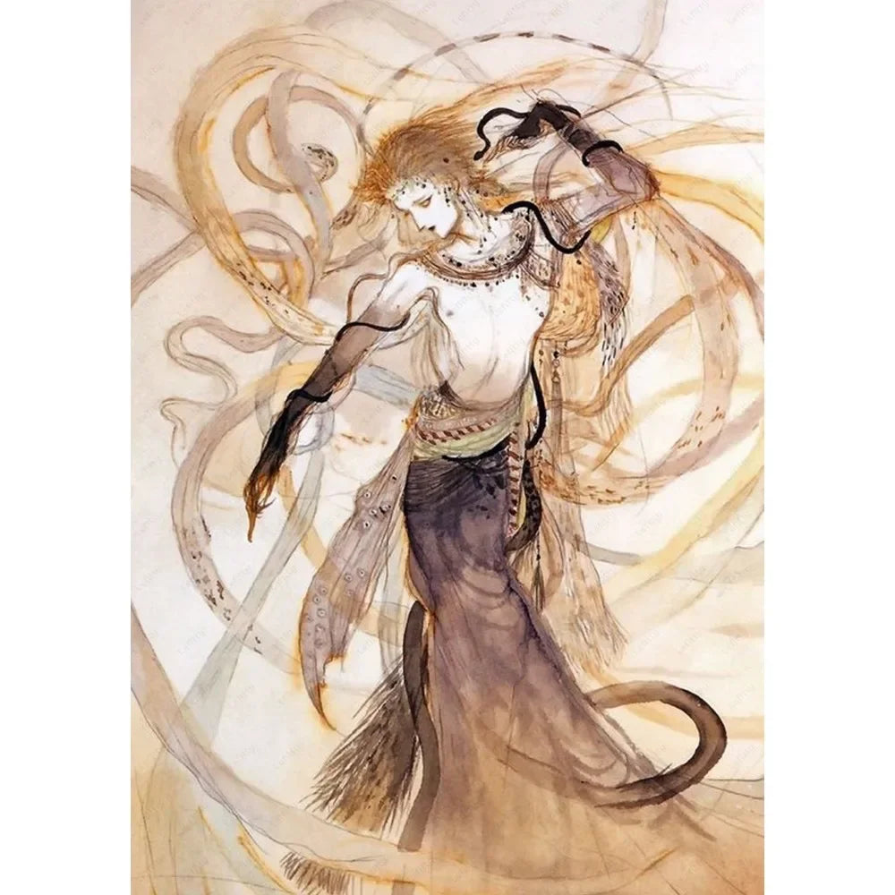 Yoshitaka Amano Final Fantasy Game Luxury Poster Waterproof Wall Art Printing Home Living Bed Room Bar Aesthetic Decor Peaceful Pleasures Health and Wellness 7 55x80cm