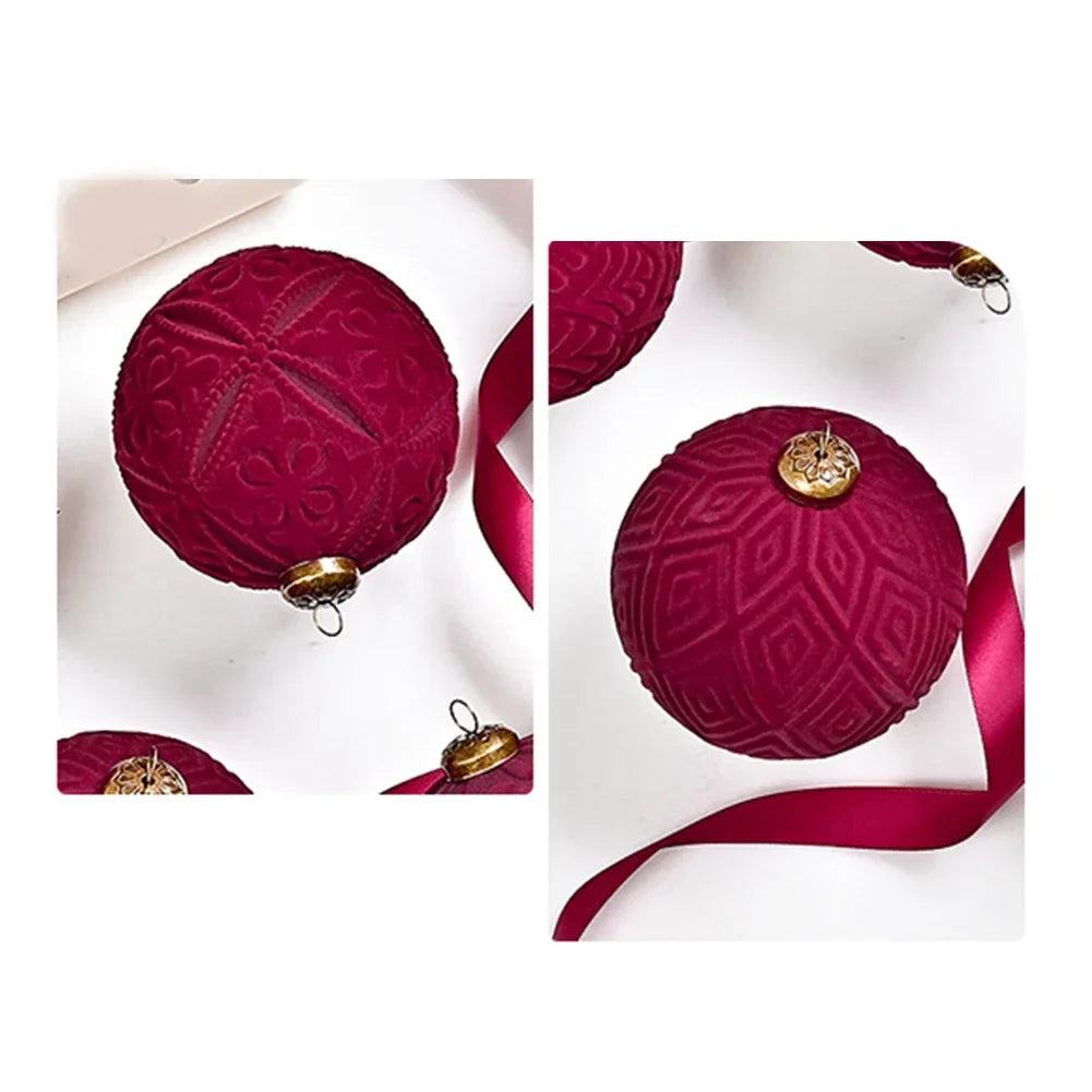 9-Pack Velvet Christmas Ball Ornaments 10cm | Tree & Home Decor