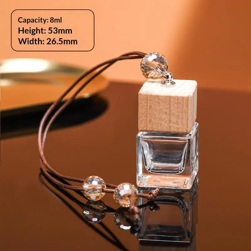 Glass Car Hanging Aromatherapy Diffuser Bottle | Wooden Cap
