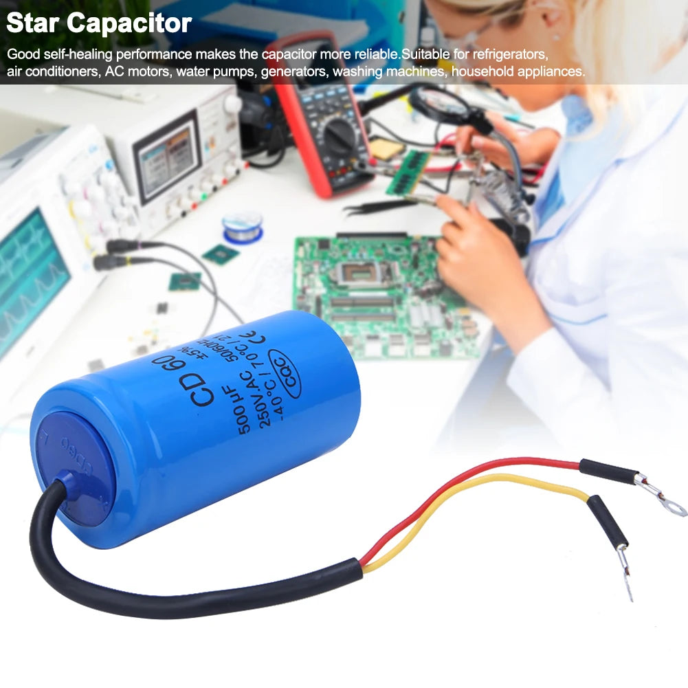 250VAC Capacitor 500uf CD60 Capacitor Start Capacitor CD60 250VAC 500uf -40°C/70°C/21 Explosion-Proof Capacitor Star Capacitor Peaceful Pleasures Health and Wellness