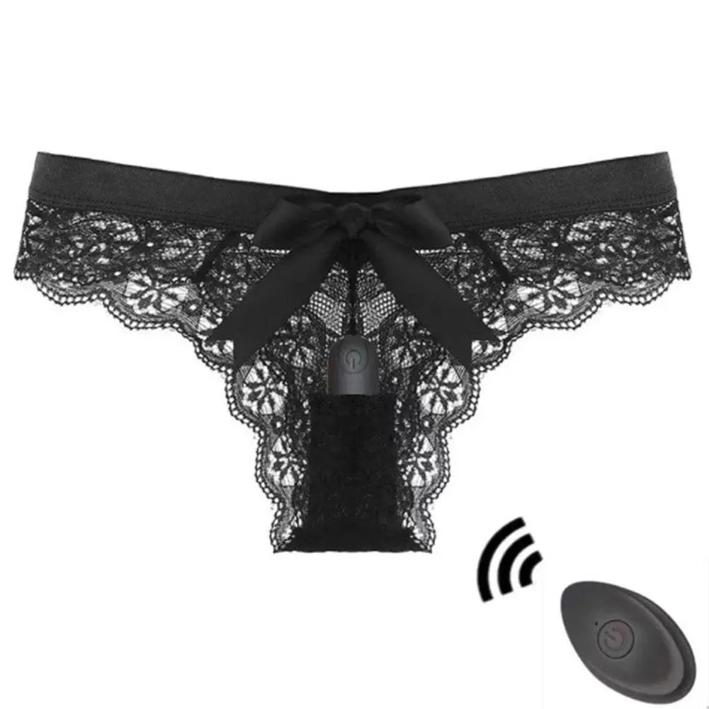 Remote Control Vibrating Lace Panties – Wearable Massager Peaceful Pleasures Health and Wellness black