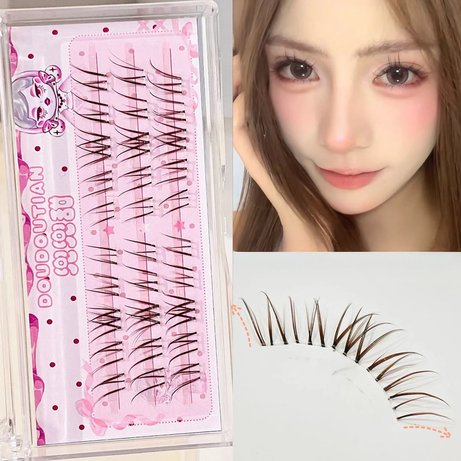 3/10 Rows Sweet Brown Wispy False Eyelashes Natural Airy Manga Style Eyelash Extension For Beginners 7-12mm Perfect Eye Makeup Peaceful Pleasures Health and Wellness