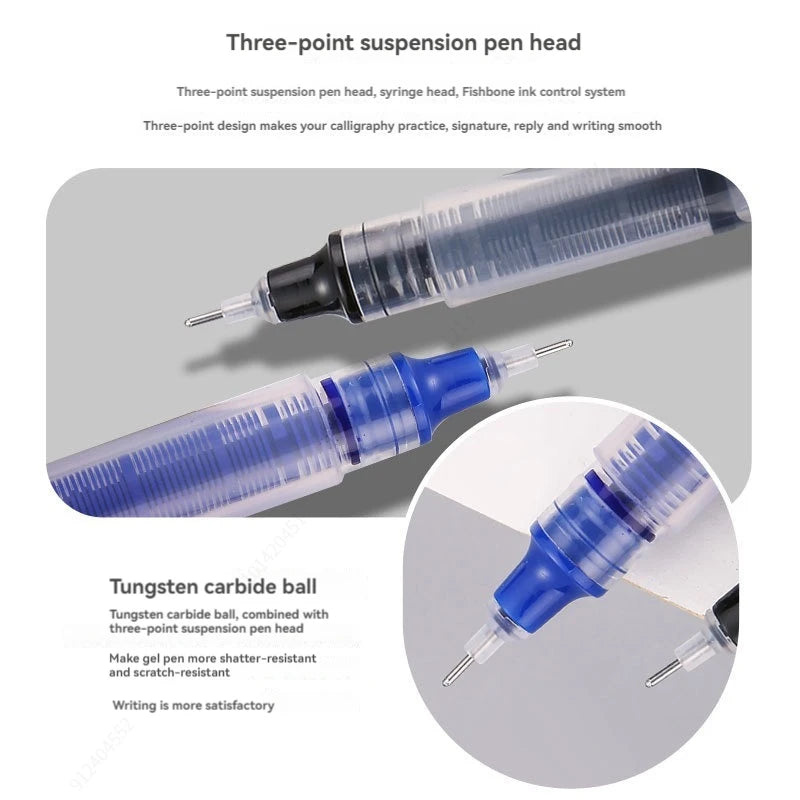 3-24Pcs Straight Liquid Gel Pen Quick-drying, Large-capacity 0.5mm Black Blue Ink for Writing School Office Stationery Supplies Peaceful Pleasures Health and Wellness