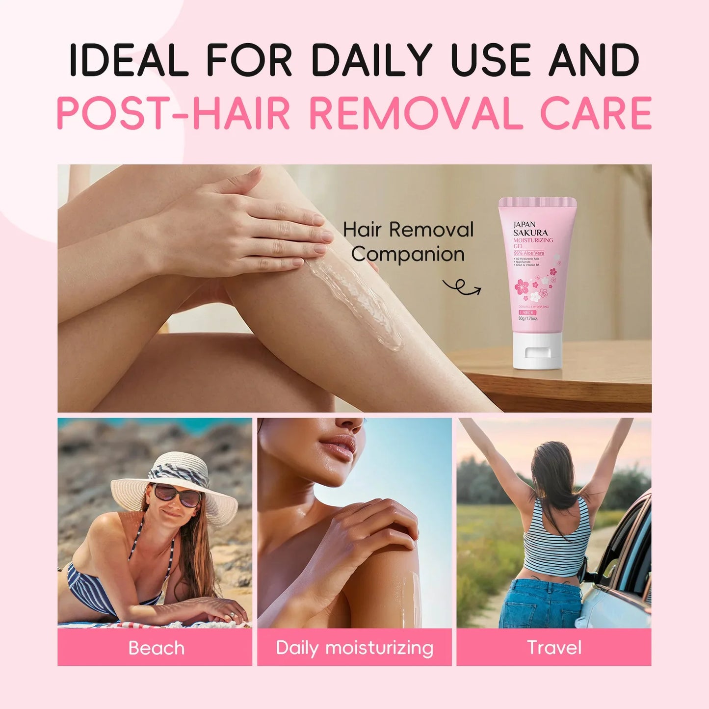 LAIKOU Sakura Gel Cream – Hyaluronic Acid, Niacinamide & CICA