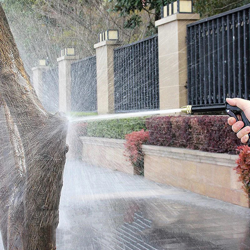 High Pressure Car Wash Water Gun New Copper-plated Nozzle Thick Long Rod Home Car Dual Pressure Car Wash Peaceful Pleasures Health and Wellness