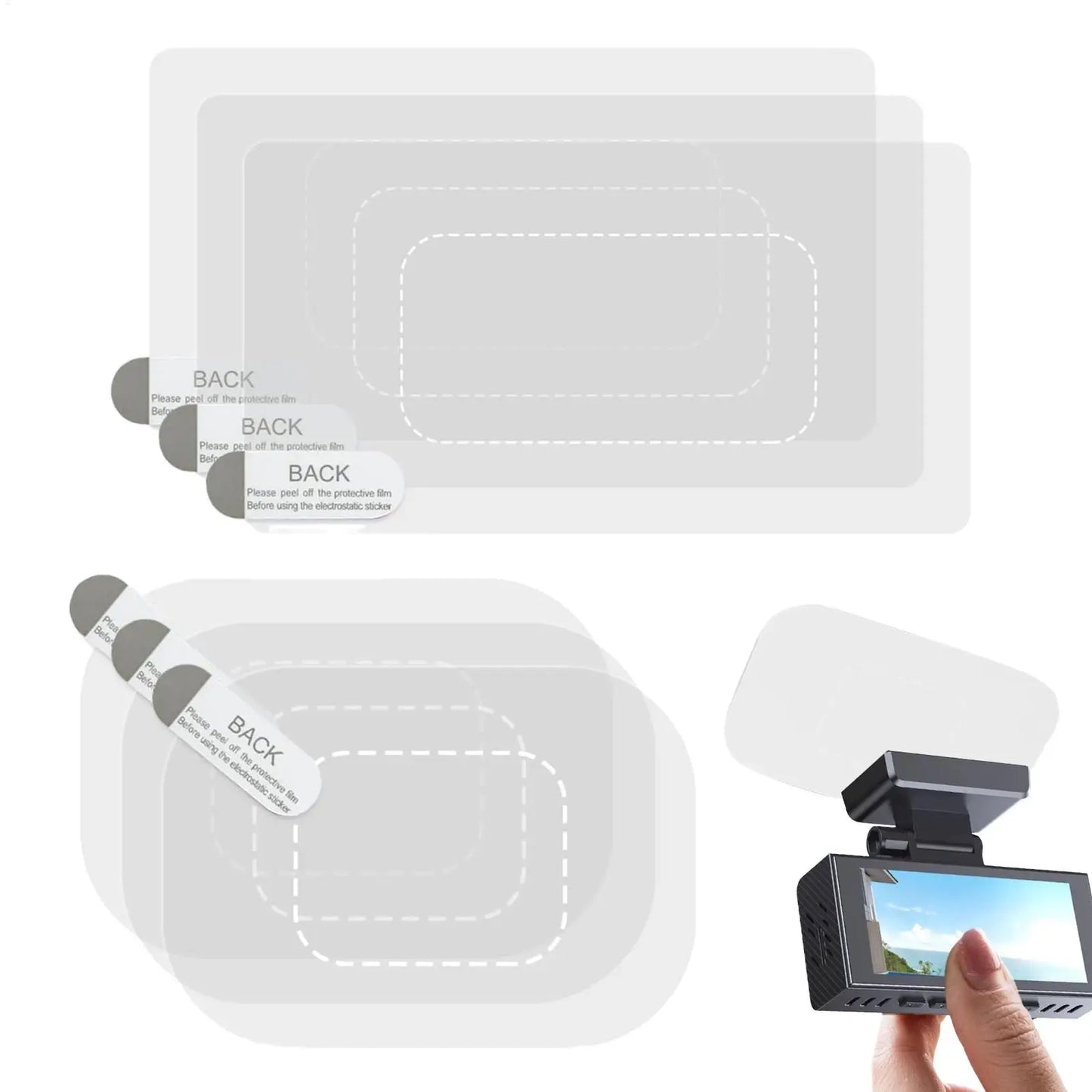 6pcs Electrostatic Films For Dashboard Cameras Windshield Mount Dashcams Stability Transparent Antifall Clear Adhesive Sticker Peaceful Pleasures Health and Wellness