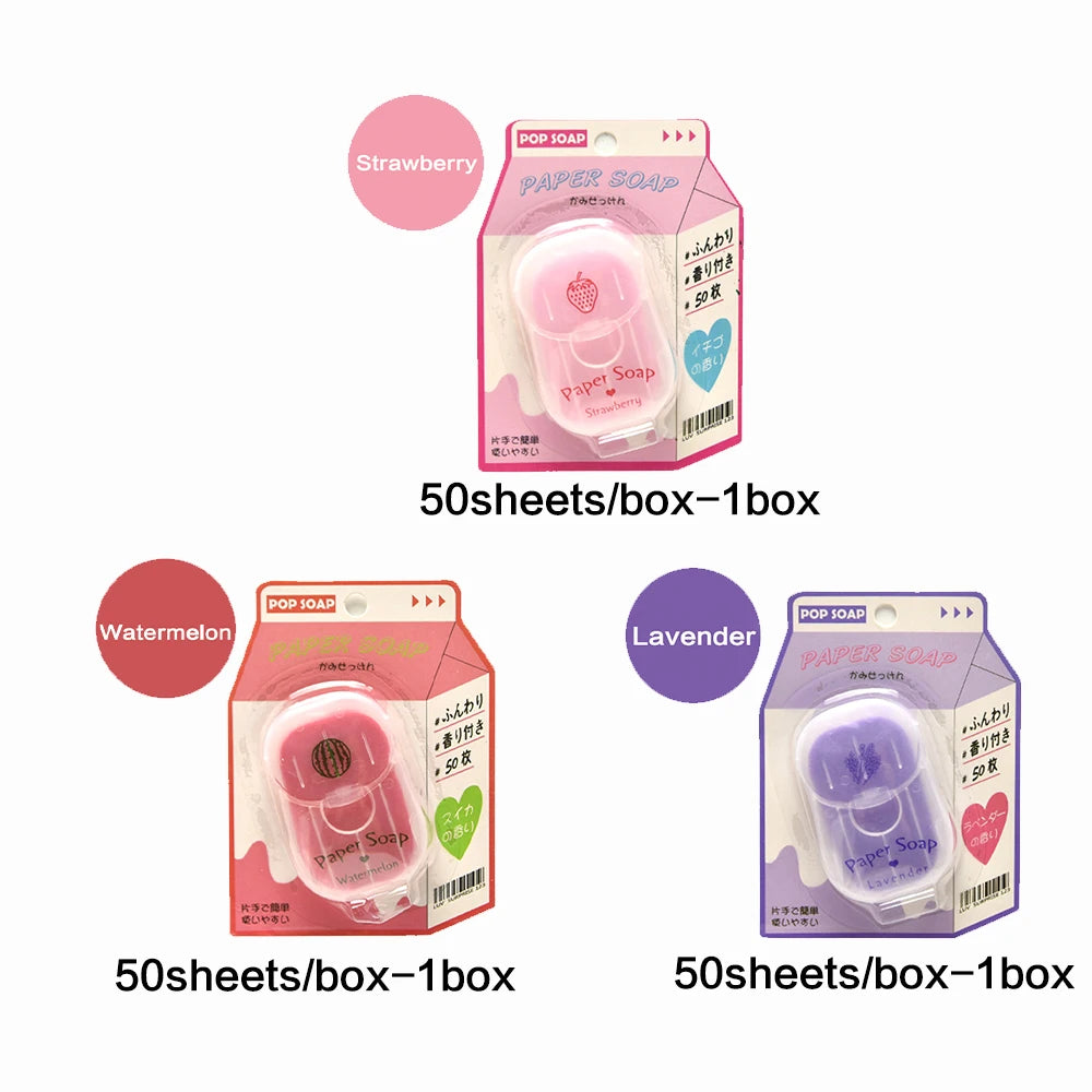 Portable Hand Soap Sheets for Travel | Dissolving Cleanser Wipes | Alcohol-Free | On-the-Go 50 sheets/box Peaceful Pleasures Health and Wellness 3Flavors Mix