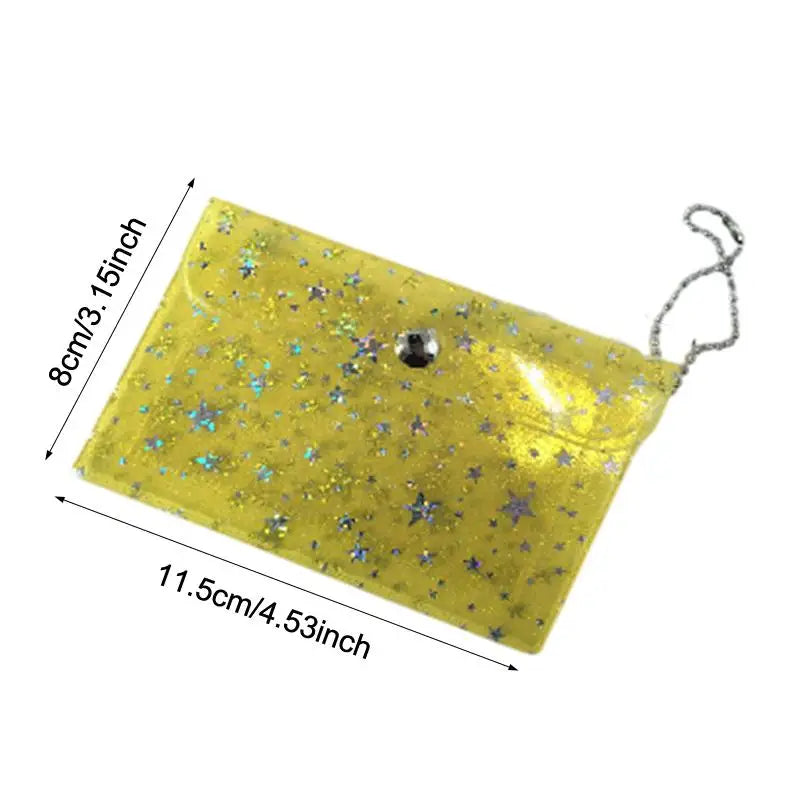 Clear PVC Star Glitter Card Holder Mini Coin Purse Keyring