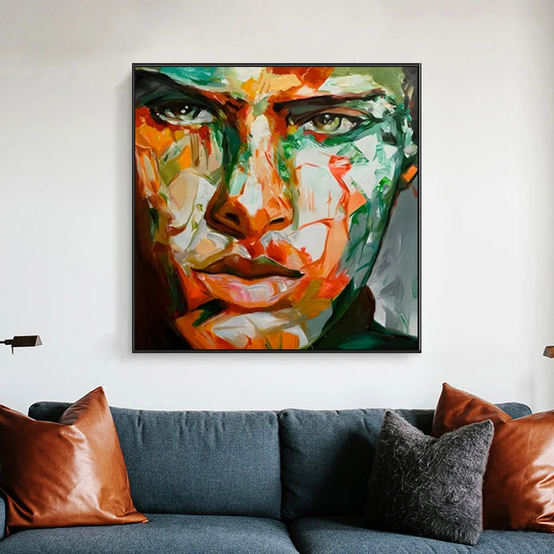 Canvas Painting Paintings For Living Room Wall Fashion Home Wall Art Hand-painted Knife Painted Face Peaceful Pleasures Health and Wellness
