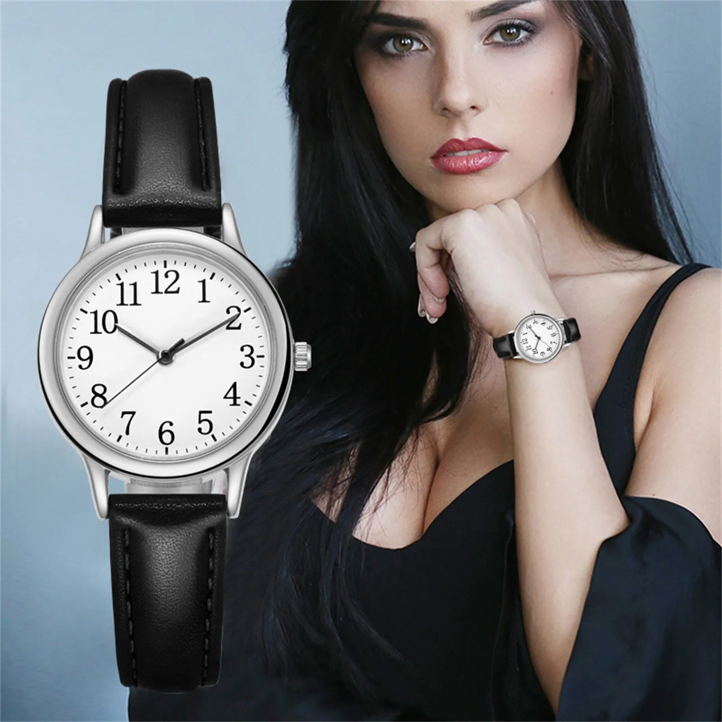 Japan Movement Women Quartz Fine Watch Easy To Read Arabic Numerals Simple-Dial Peaceful Pleasures Health and Wellness Black