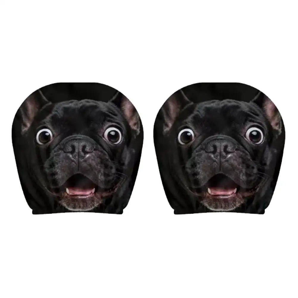 2PCS Funny Animal Car Headrest Covers Universal Auto Seat Neck Pillowcase Cute Cat Dog Monkey Pattern Interior Decor for Sedan Peaceful Pleasures Health and Wellness C