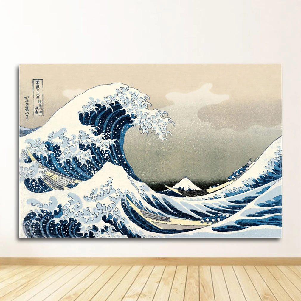 Pictures For Living Room Oriental Home Decor Vintage Japanese Landscape Poster Prints Wave Kanagawa Art Canvas Painting Wall Peaceful Pleasures Health and Wellness 1365XX03 40x50cm Unframed