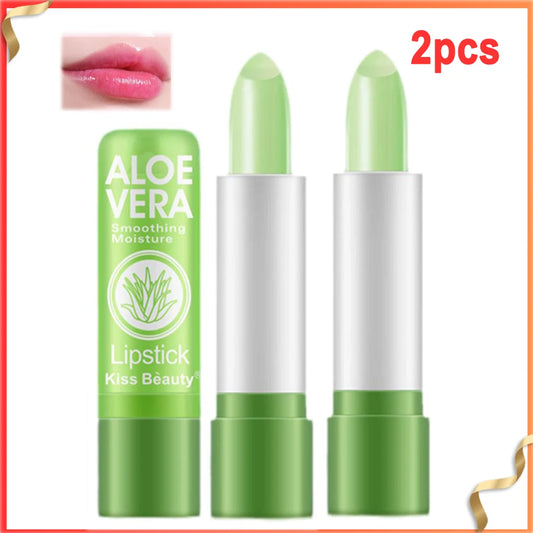 Aloe Vera Color-Changing Lipstick – Moisturizing Lip Balm Lip Care Peaceful Pleasures Health and Wellness 2pcs
