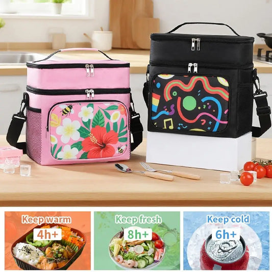 Large Insulated Cooler Tote Bag | Double-Layer Picnic Bag Insulated Cooler Tote Peaceful Pleasures Health and Wellness