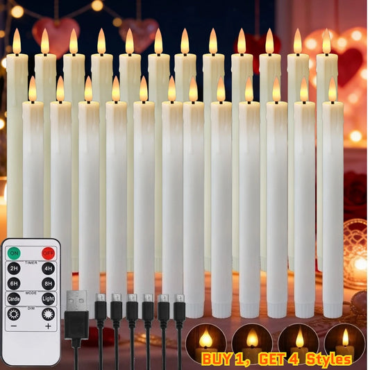 Flameless Taper Candles with Remote & Timer | 6-Pack LED 9.6" Flameless LED Candles Peaceful Pleasures Health and Wellness