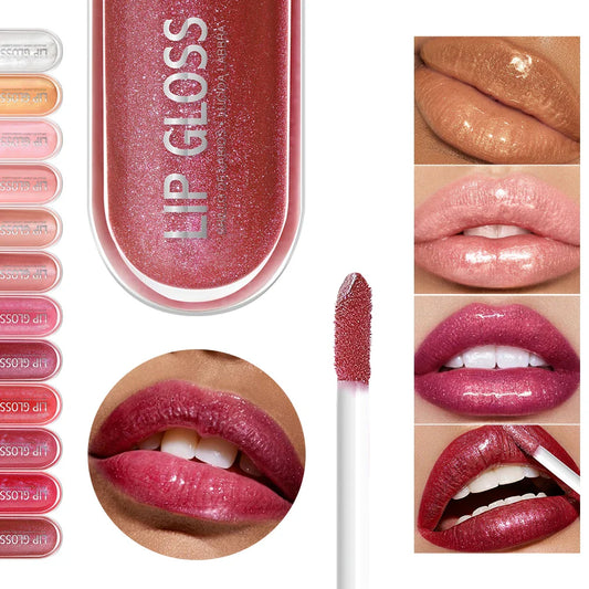 USHAS 12-Color Glitter Lip Gloss – Metallic & Moisturizing Glitter Lip Gloss Oasis Select