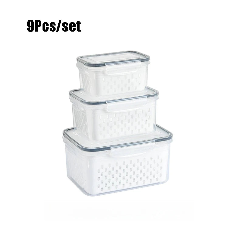 9-Piece Fruit Storage Containers for Fridge with Strainer