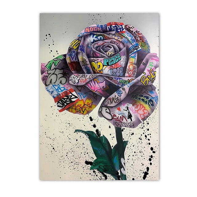 Graffiti Street Art Canvas Print | Love Kiss Hand Gestures Poster