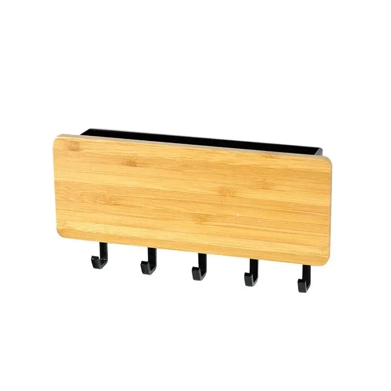 Wall Hanging Bamboo Key Hanger Holder Wall Organizer Rectangle Key Rack Hooks Coat Hooks Home Decoration Coat Hanger 2030 Peaceful Pleasures Health and Wellness Bamboo board black United States