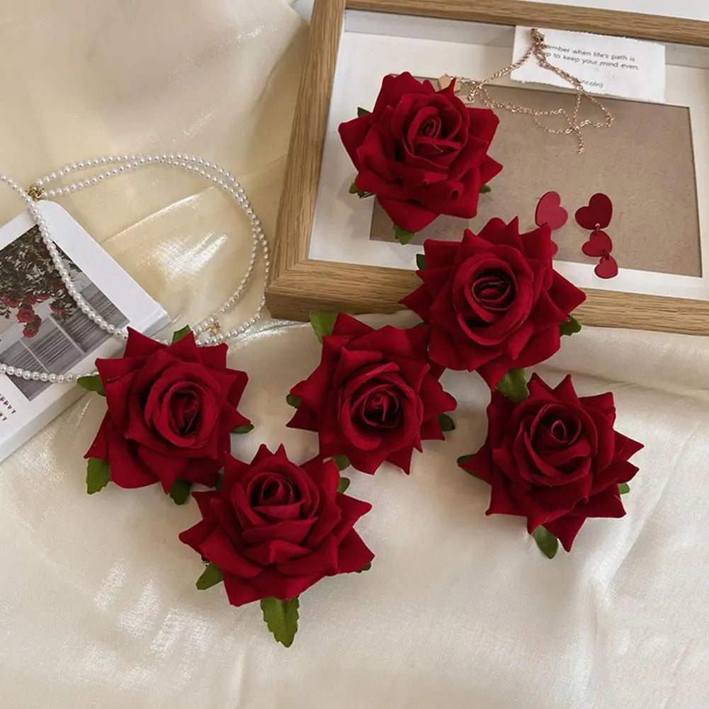 Rose Flower Hair Clip – Elegant Bridal Bridesmaid Hairpin