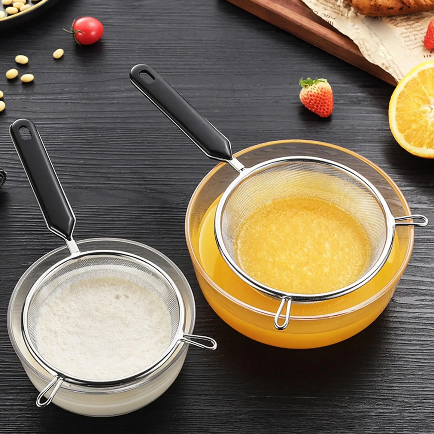 Stainless Steel Fine Mesh Kitchen Strainer & Skimmer Scoop