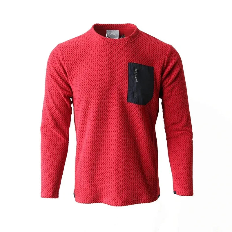 Men's Wave Texture Quick-Dry Long Sleeve Pullover Sweatshirt