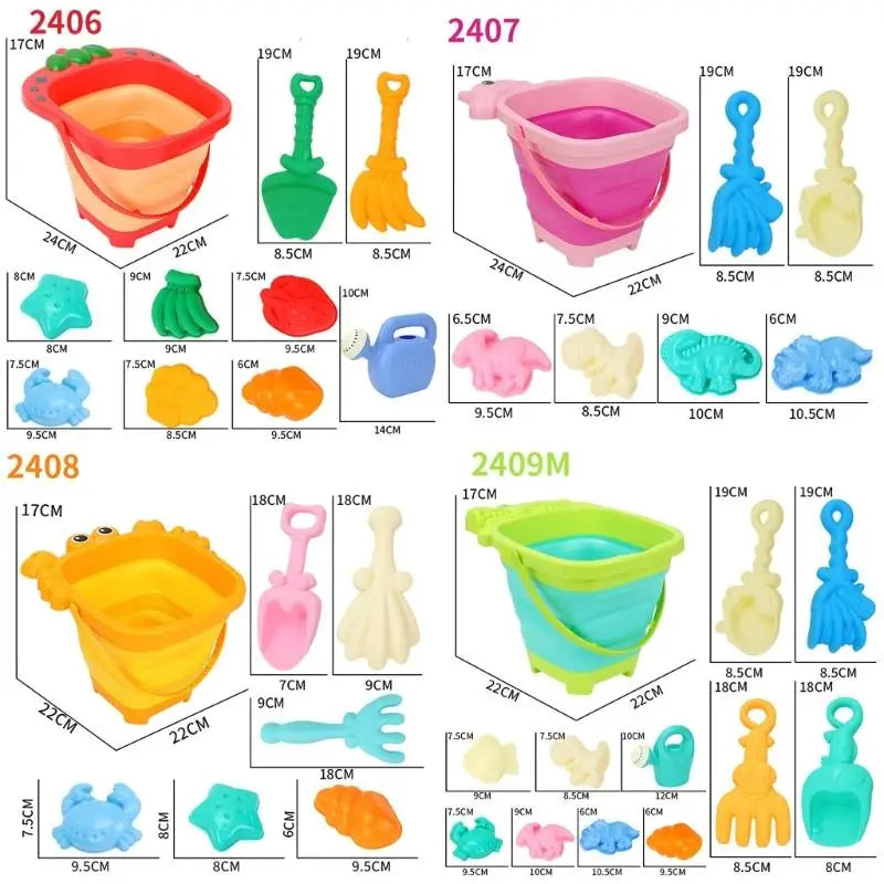Kids Collapsible Sand Bucket Set with Shovel & Moulds