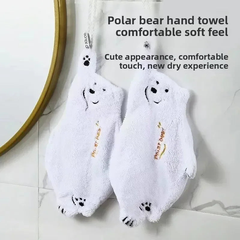 Polar Bear Cartoon Kitchen Hand Towel | Super Absorbent Terry Kitchen Hand Towel Peaceful Pleasures Health and Wellness