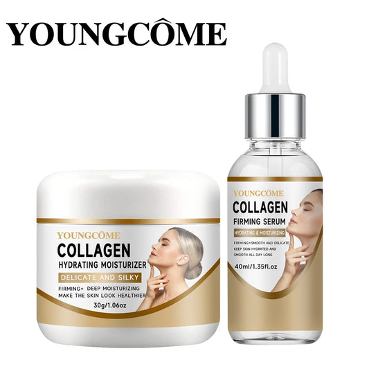 Collagen Cream Set Moisturizing Brightening Hydrating Smooth Wrinkles Firming Facial Face Suitable for travel packages Peaceful Pleasures Health and Wellness