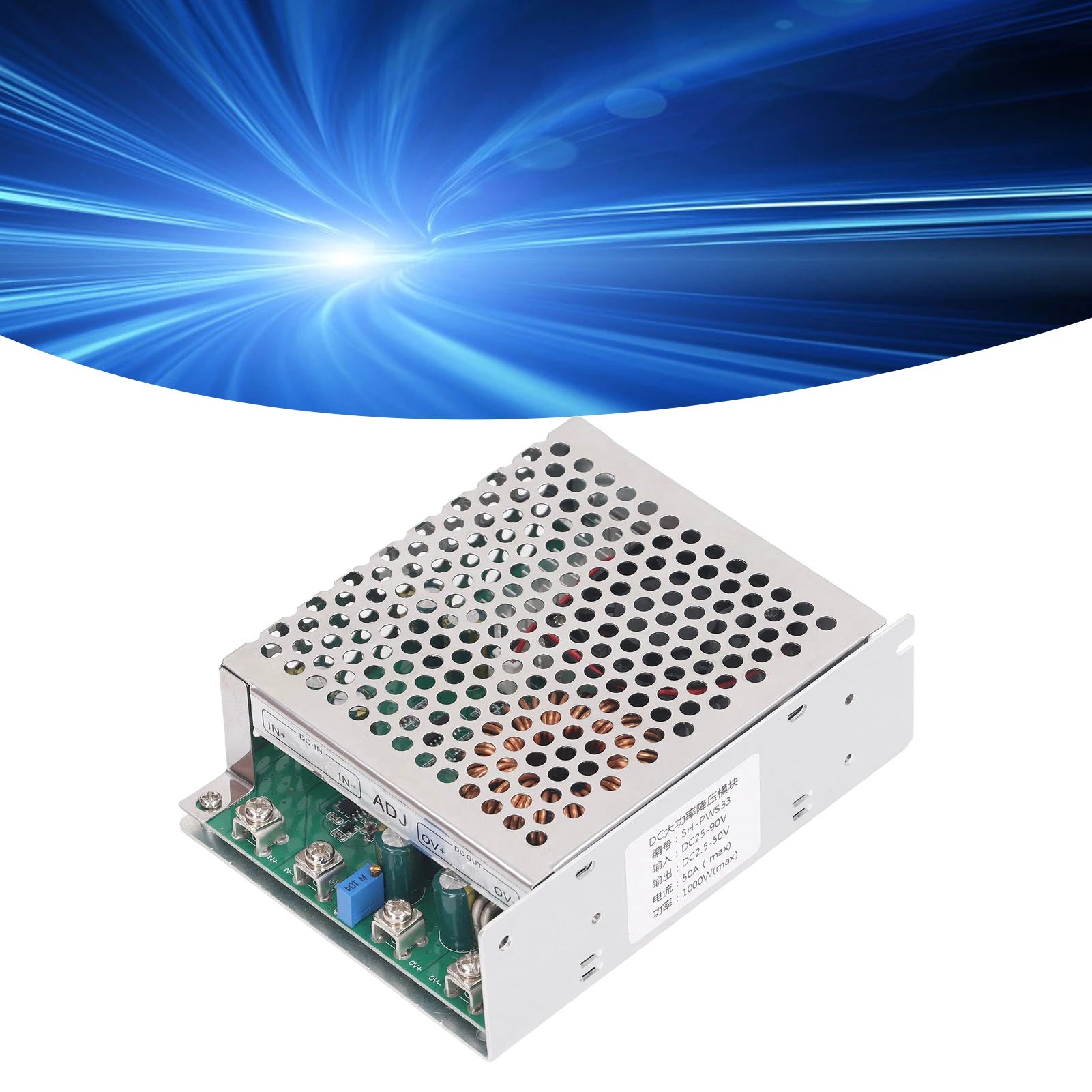 Module to Module 50A 1000W DC25‑90V Input DC2.5‑50V Output Adjustable Converter Module with Cooling Fan Peaceful Pleasures Health and Wellness