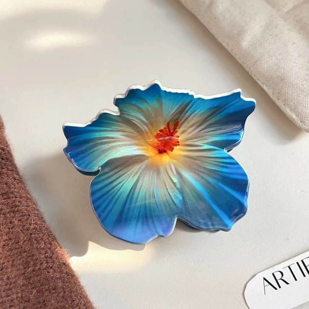 Hibiscus Flower Hair Claw Clip – Double-Sided Acrylic Print