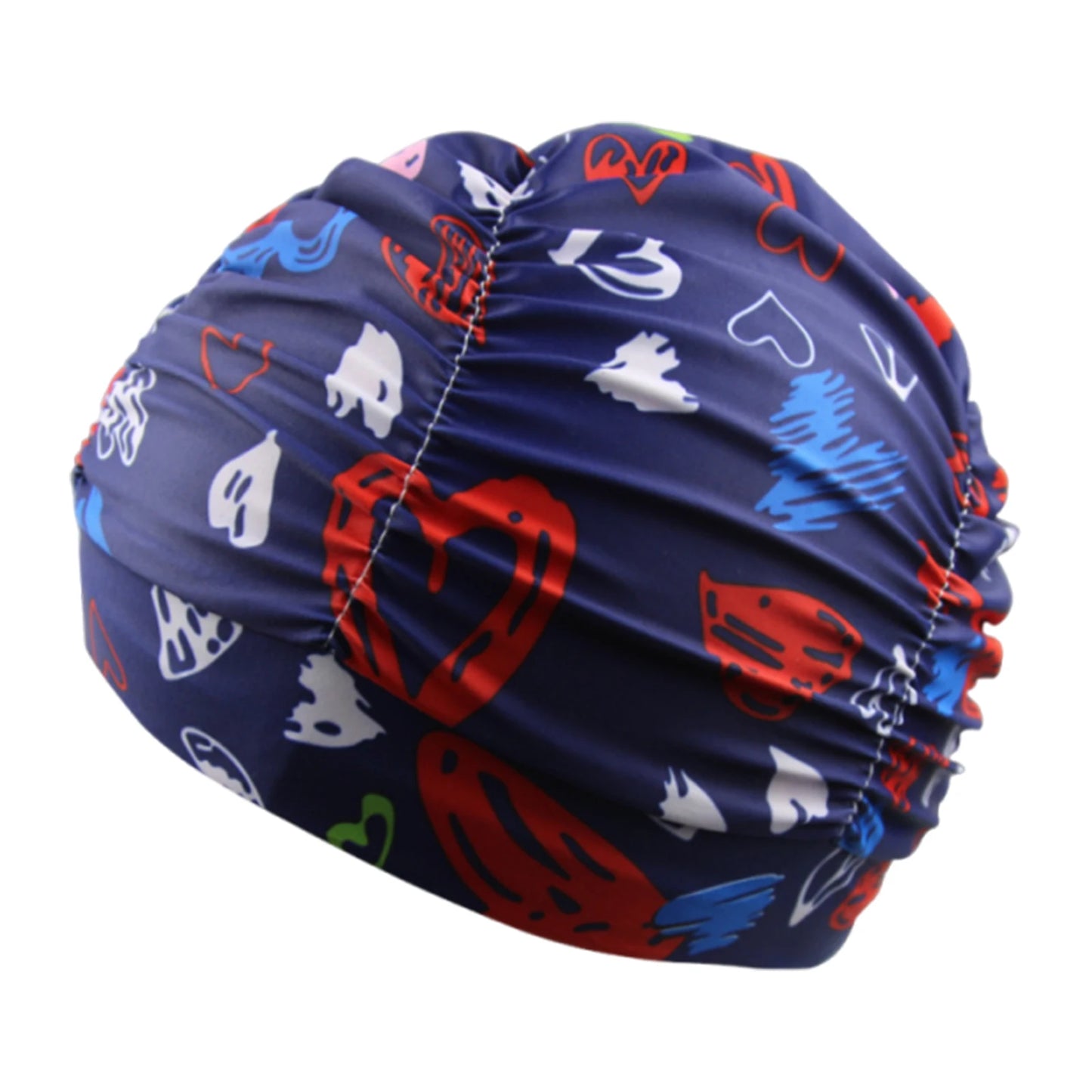 Printed Fabric Swim Cap Breathable Oversized Swimming Cap Lightweight Ear Protection Bathing Caps Diving Swimming Equipment Peaceful Pleasures Health and Wellness D