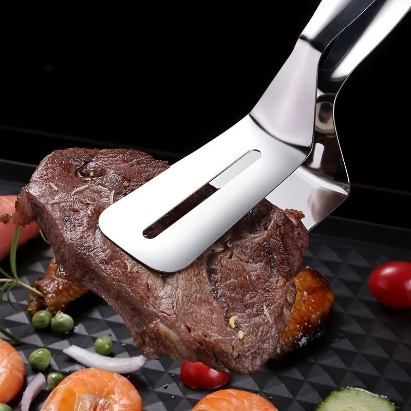 Stainless Steel Cooking Tongs & Spatula – Fish, Meat & Pizza
