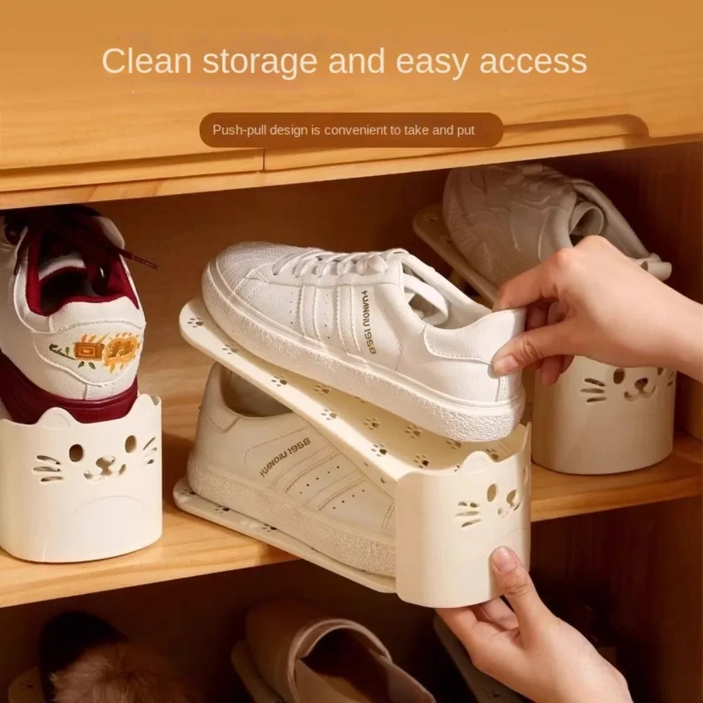 2026 New Adjustable Shoe Rack Solid Color Double Layer Shoe Organizer Durable Space Saving Shoes Stand Closet Organization YUZI Peaceful Pleasures Health and Wellness