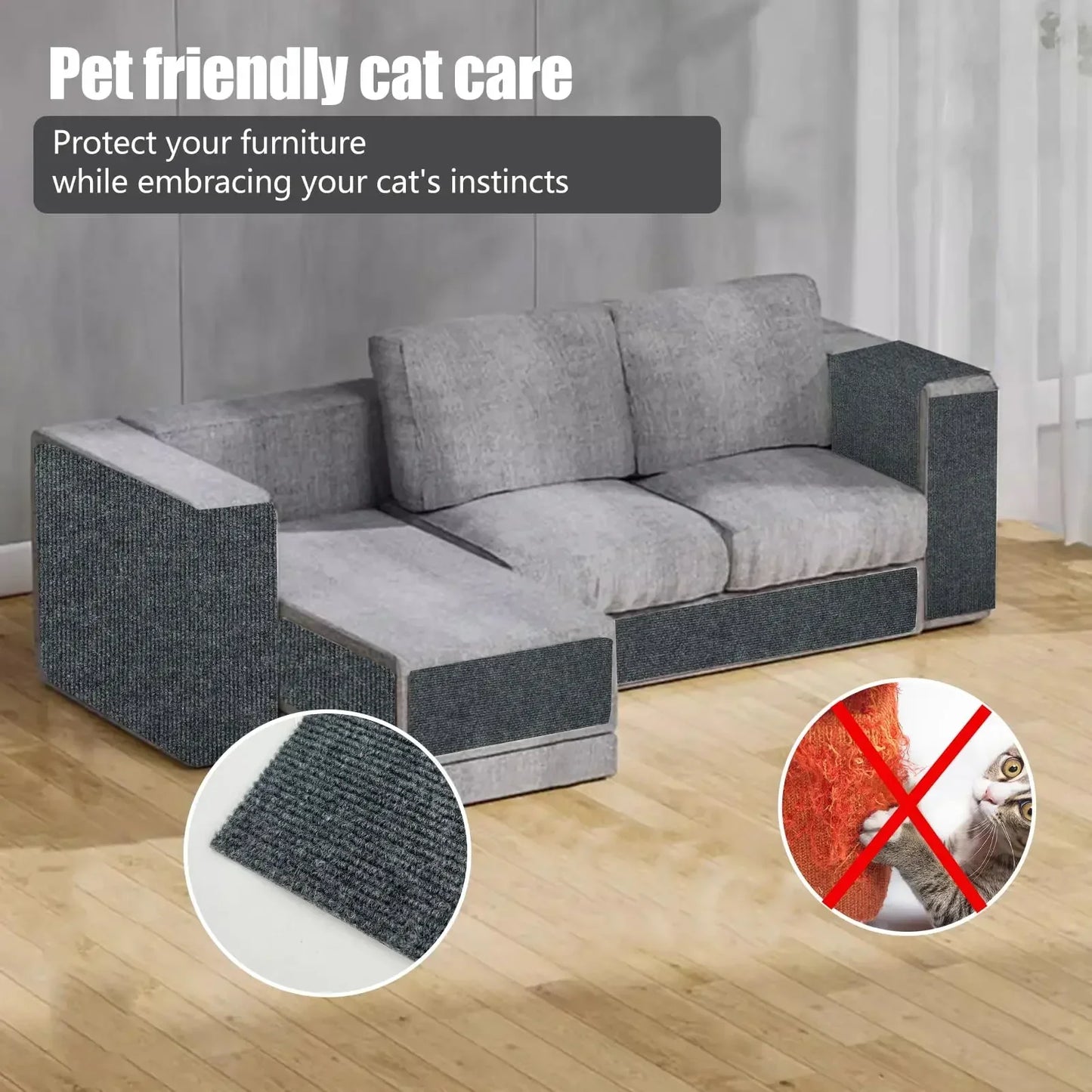 Self-Adhesive Cat Scratch Mat – Trimmable Furniture Protector