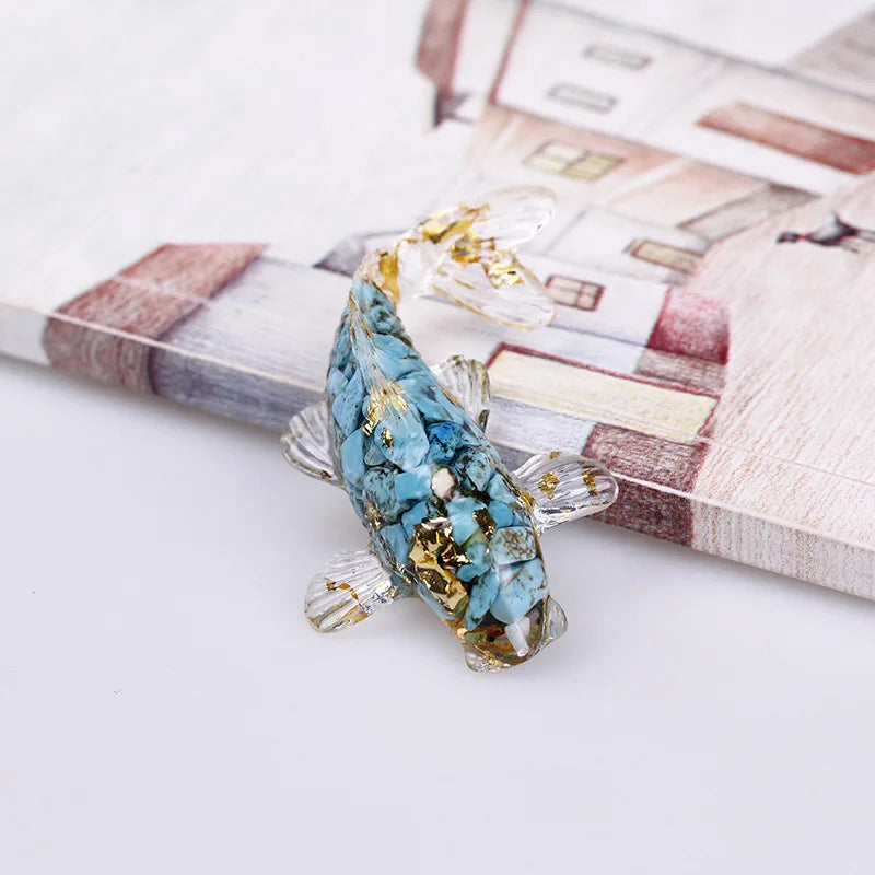Lucky Koi Fish Figurine – Crystal Epoxy Resin Desk Ornament