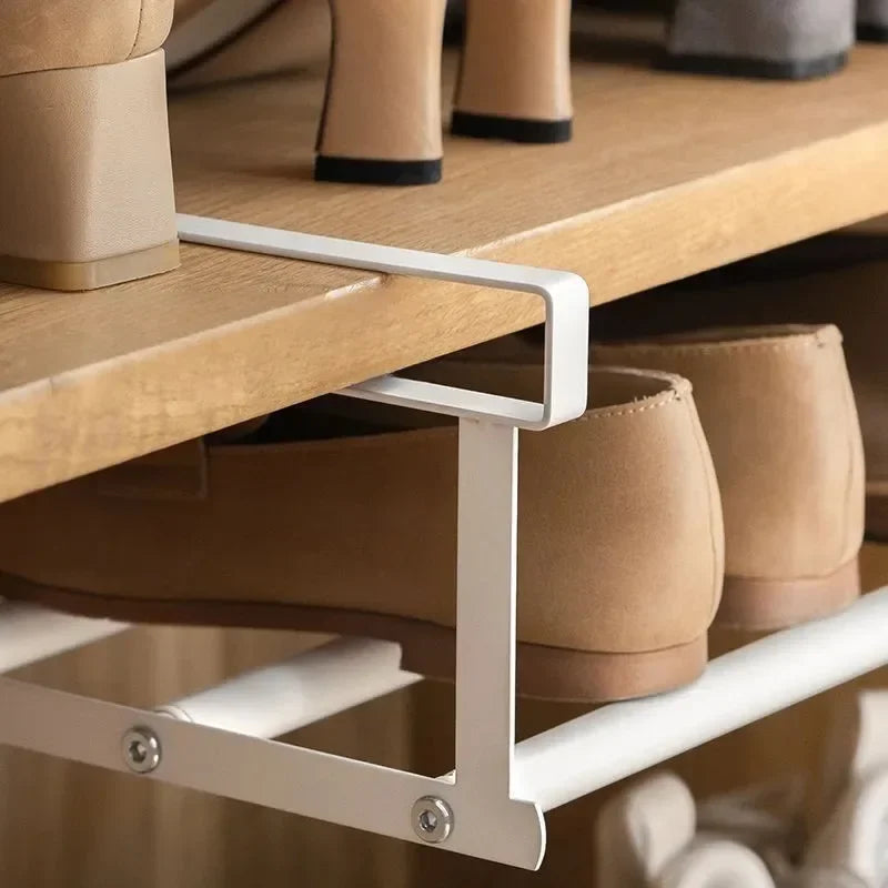Adjustable Shoe Rack | Space-Saving Layered Organizer For Home Shoe Cabinets | Under-Shelf Shoe Holder With Hanging Basket Peaceful Pleasures Health and Wellness