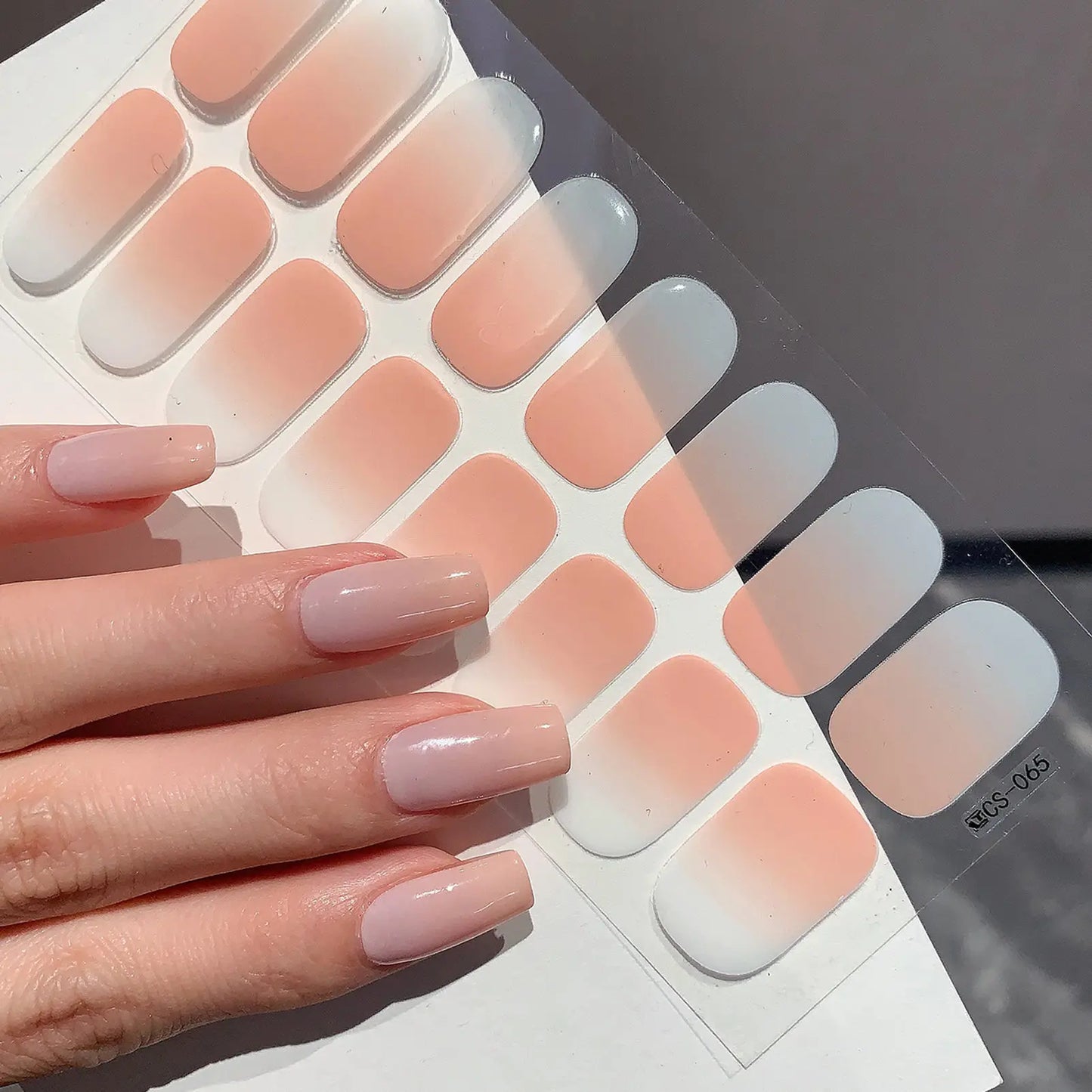 1 Sheet Semi Cured Wrap Gradient Nail Sticker Multi Color Solid Gel Full Cover Slider No Need UV Lamp Cured Fast Gel Nail Decal Peaceful Pleasures Health and Wellness