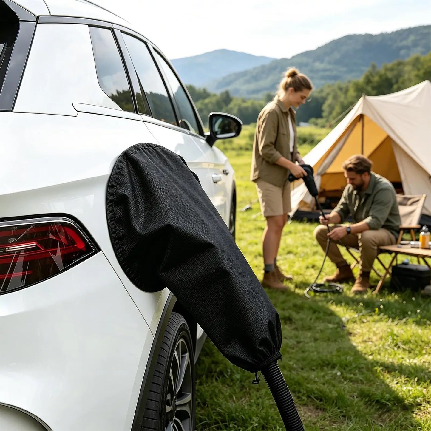 EV Charging Port Cover Magnetic Waterproof Dustproof Car Charger Rain Cover For Road Trip Outing Traveling Camping Outdoor Peaceful Pleasures Health and Wellness